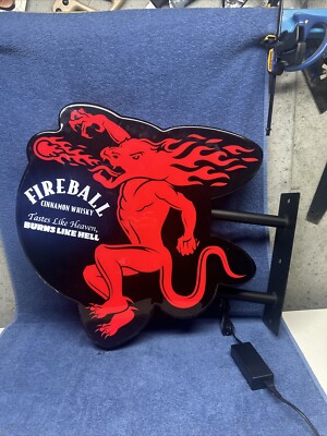 AWESOME FIREBALL WHISKEY LIGHT UP PUB SIGN “BURNS LIKE HELL” | eBay