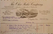 1913 The Ohio Rake Company Billhead Receipt Dayton Ohio RARE