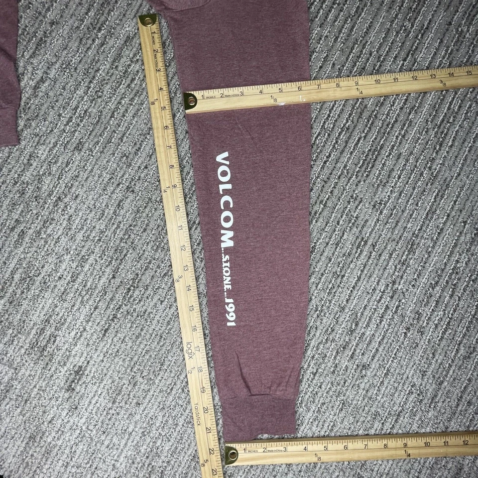 Volcom Size L Mens Shirt Long Sleeve Stone 1991 Crew Neck Burgundy - Image 4 of 4