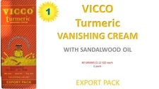 Vicco Turmeric Vanishing Skin Cream with Sandalwood Oil 60gm X 1pk (EXPORT PACK)