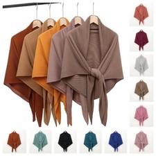 Pleated Square Scarf Women Muslim Chiffon Hijab Shawl Headscarf Wraps Bandana