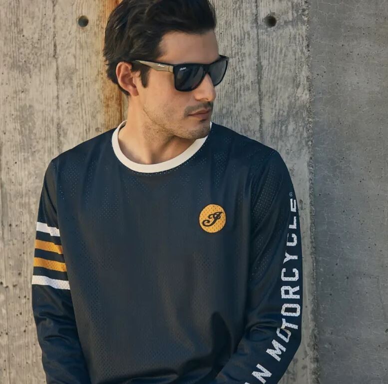 Indian Motorcycle Men's Vintage Speedway Long Sleeve Jersey Navy