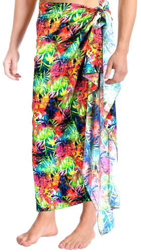 LA LEELA Soft Light Digital Swimsuit Wrap Pareo Mens Beach 72"X42" Multi_3290 - Picture 3 of 3