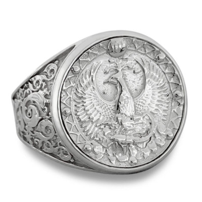 Echt 10K Weißgold Skorpion Ring, Sternzeichen Herren Goldmünze Astrologie Ring