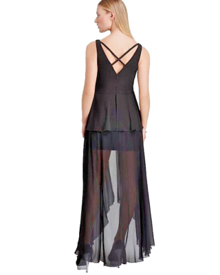 high low peplum dress JustFab High-low Peplum Drop Waist