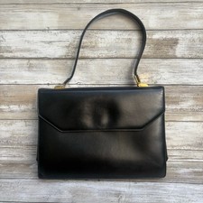 VTG Koret Purse Handbag Black Leather Top Handle Flap Close Coin Purse Retro MCM