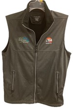 Trimark Soft Shell Vest Men  s Large Gray W/Black Trim Full Zip Pockets With Logo