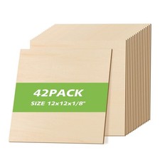 42 PCS Basswood Sheets 12x12x1/8 Inch 3mm Flat Thin Wood Laser Cutting Craft