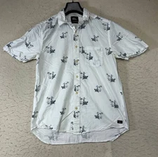 Quiksilver Surfboard Shirt Modern Fit White Short Sleeve Summer Size S See Pics