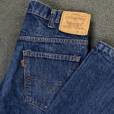 Vintage Levis 517 Orange Tab Jeans FITS 32x33 Dark Blue Wash Bootcut Made USA