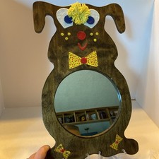 Vintage Wood Dog Puppy Mirror Felt Appliqu s Nursery Decor Handmade