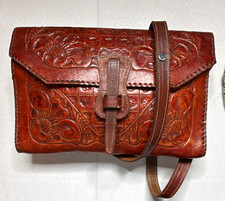 Handmade Tooled Genuine Leather Shoulder Bag Purse Western Boho Patina