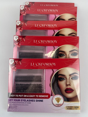 LUCKFORJOY Lash Clusters Extension Kit -30D+40D Multi-Type Individual Lashes 5PK