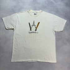 Vintage 90s Apple Computer Tech Promo T-Shirt Men's XL White AppleWorks 6 RARE
