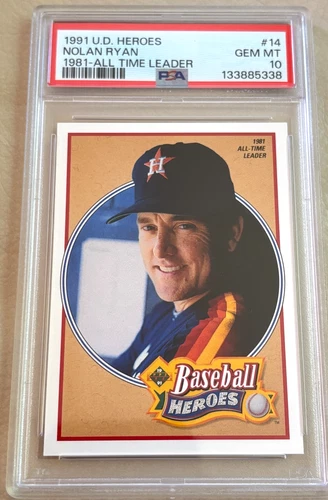 1991 Upper Deck Heroes - NOLAN RYAN #14 1981 ALL TIME LEADER - PSA10 Gem Mint!