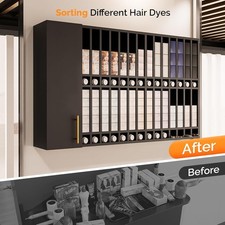 Salon Organizer Wall Mount Hair Color Rack with Adjustable Shelves Space Saving