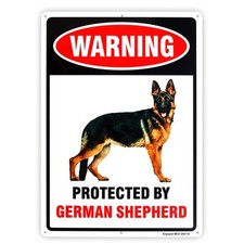 Protected by German Shepherd Sign  Beware of Dog Sign, 14"x 10" .040 Rust Free...