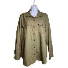 Old Navy Womens Olive Green Utility Shirt Jacket Sz L Shacket Casual Layers