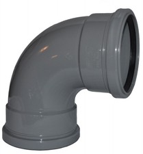 Double Socket Pushfit Soil Pipe 90 Degree Bend - Grey - FREE Next-Day Delivery