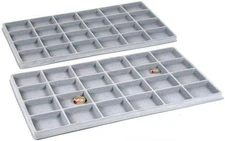 FindingKing 2 Gray 24 Slot Coin Jewelry Showcase Display Tray Inserts Grey 