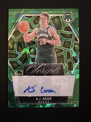 2024-25 AJ Green Panini Mosaic Green Ice Scripts Auto Milwaukee Bucks SP MS-AJG