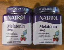 2- Natrol Sleep Melatonin 5 mg Strawberry Gummies 2X90=180 Gummies Exp 08/2026