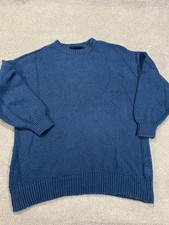 Jenni Kayne Sweater Womens Medium Blue Crew Neck Pullover Cotton Casual