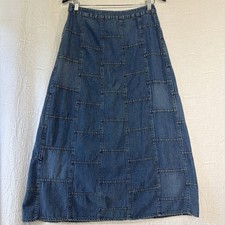 Vintage Studio West Apparel Boho Patchwork Denim Maxi Skirt Women Size M Western