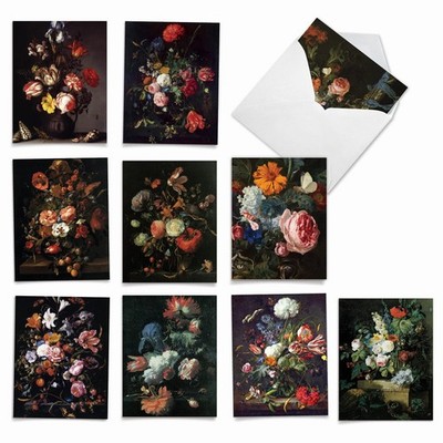 - 10 Boxed Note Cards with Flowers - Blank Assorted Floral Notecards Bulk (4 ...