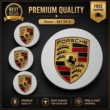Porsche 76mm Silver Concave Wheel Center Caps Royal Crest 992 Cayenne 911 Carrer Porsche 76mm Silver Concave Wheel Center Caps Royal Crest 992 Cayenne 911 Carrer