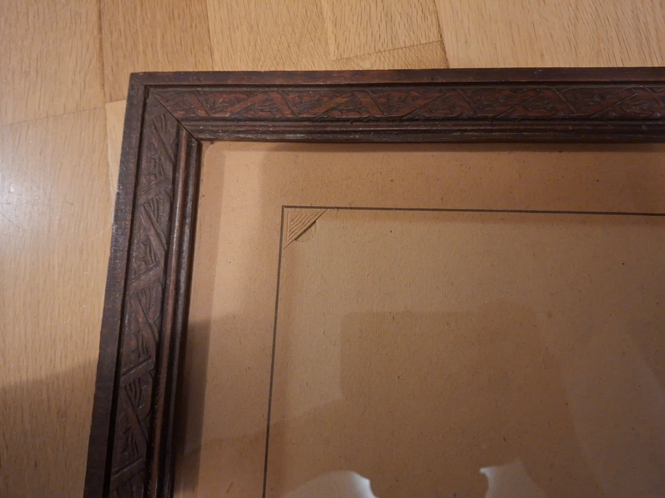 Ancien Cadre XIXème en bois  sculpté 41 X 33 cm pour photo 33,5 X 25,5 cm - Photo 2/4