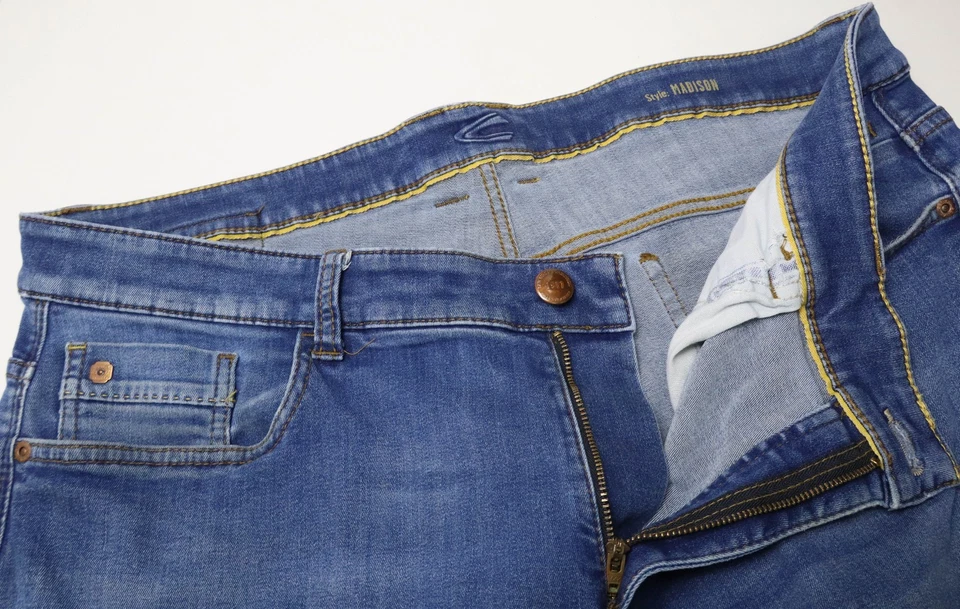 Camel Active Madison Vaqueros Hombres W40/L32 Azul Triquitos Ajuste Cremallera - Imagen 4 de 4