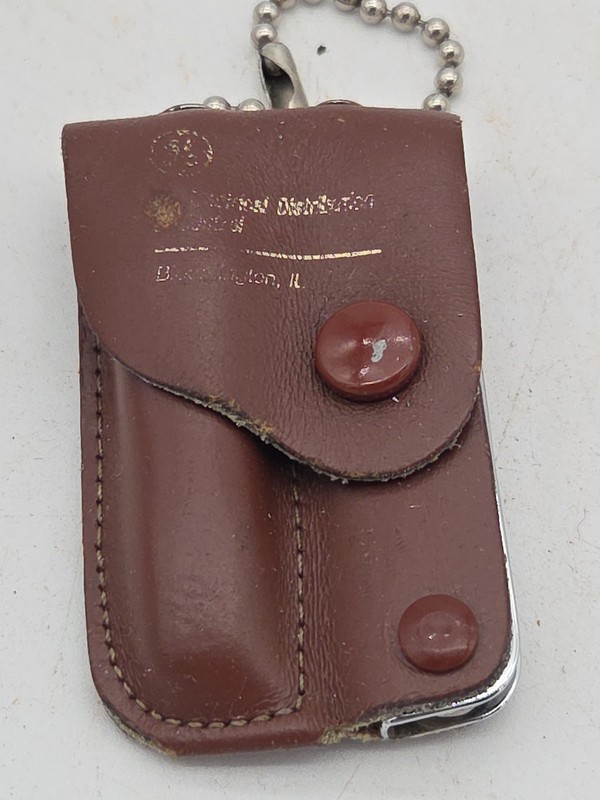 General Electric Keychain Utility Kit.  Leather Holder.  1980s
