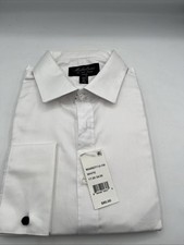 Michelsons London Slim Fit Tuxedo Dress Shirt White French Cuff 17.5 34/35