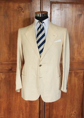 Turin bespoke cream Irish linen jacket 48EU/38UK mint!