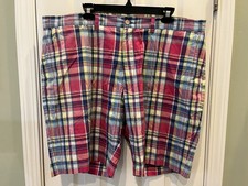 Polo Ralph Lauren Prospect Shorts Mens 42 Madras Plaid Pink Blue 9  Inseam