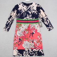 Vince Camuto Mixed Floral Shift Dress Women's Size 0P Polyester Spandex Back Zip