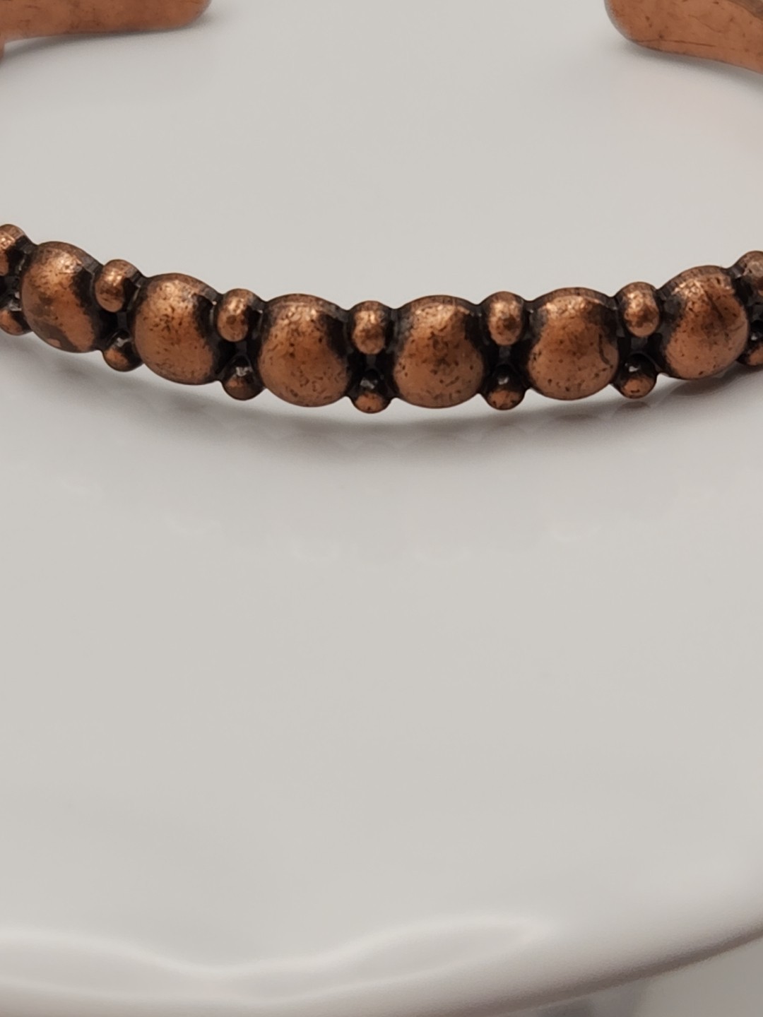 Vintage Signed Solid Copper Adj Cuff Bracelet Bea… - image 7