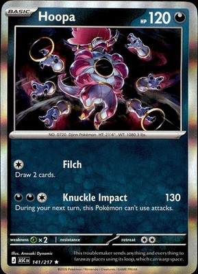 Hoopa 141/217 Rare Ascended Heroes Pokemon Holo Lightly Played TEST-C
