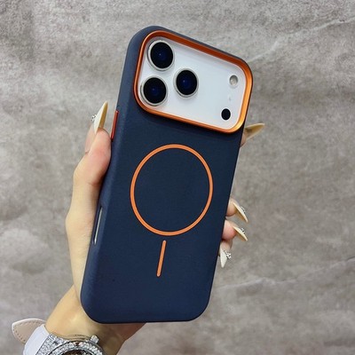 For iPhone 17 Pro Max 16 15 14 13 12 11 Phone Case Leather Pattern Magnetic Case
