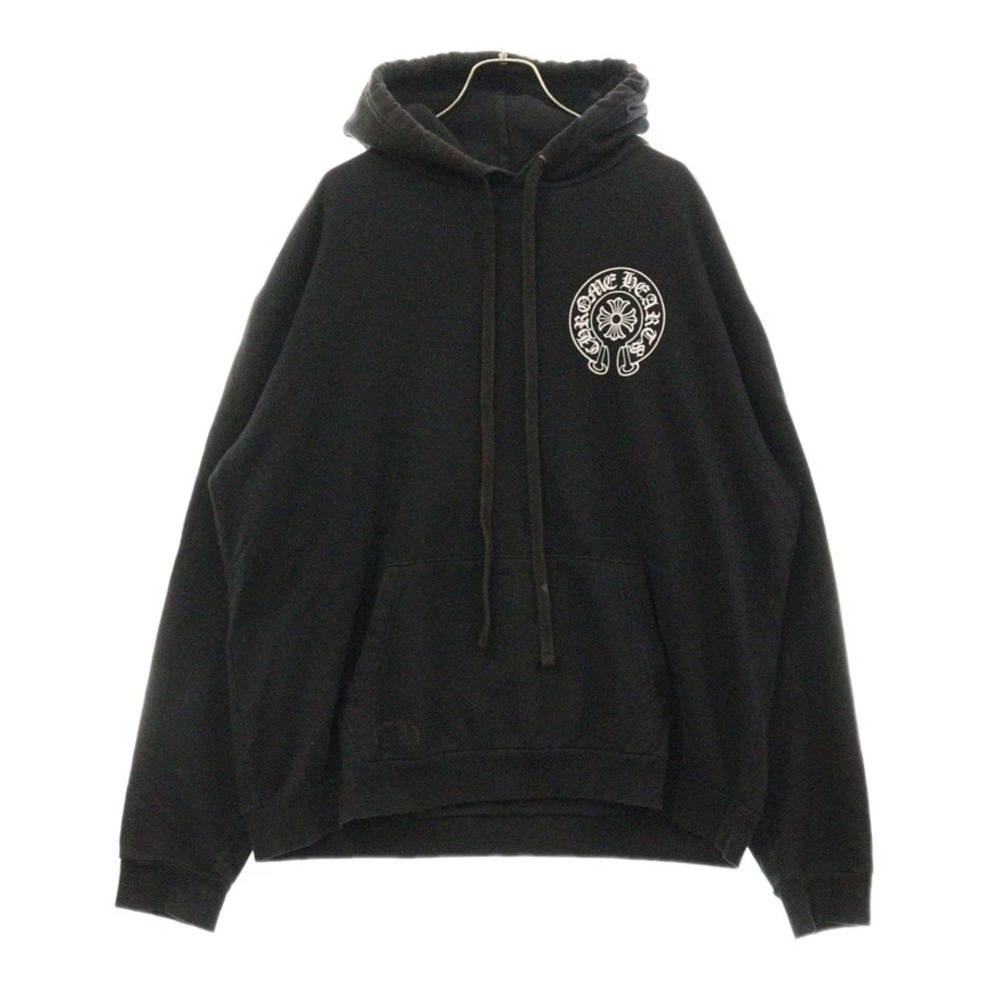 Felpa con cappuccio pullover CHROME HEARTS SWTSHRT PLVR stampa ferro di cavallo nera usata 9872