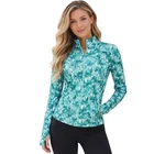 Tommy Bahama Women Jacket Size Small Green Floral Golf Tennis Zip Pickleball