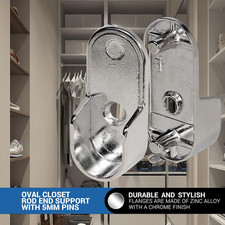 Hardware Chrome 1-3/16" 30 mm x 19/32" 15mm Oval Closet Rod End Support w...