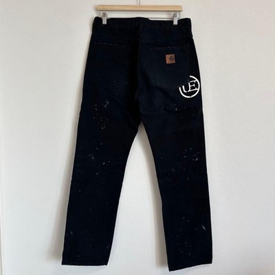 UE×fragment×Carharttクラッシュデニム36 Carhartt x Ue Fragment Collaboration Duck Pants Black Heart