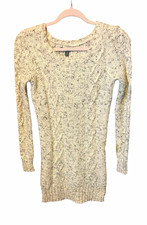 American Eagle Wool Blend Cable Knit Sweater Dress XXS Cream Gray Winter