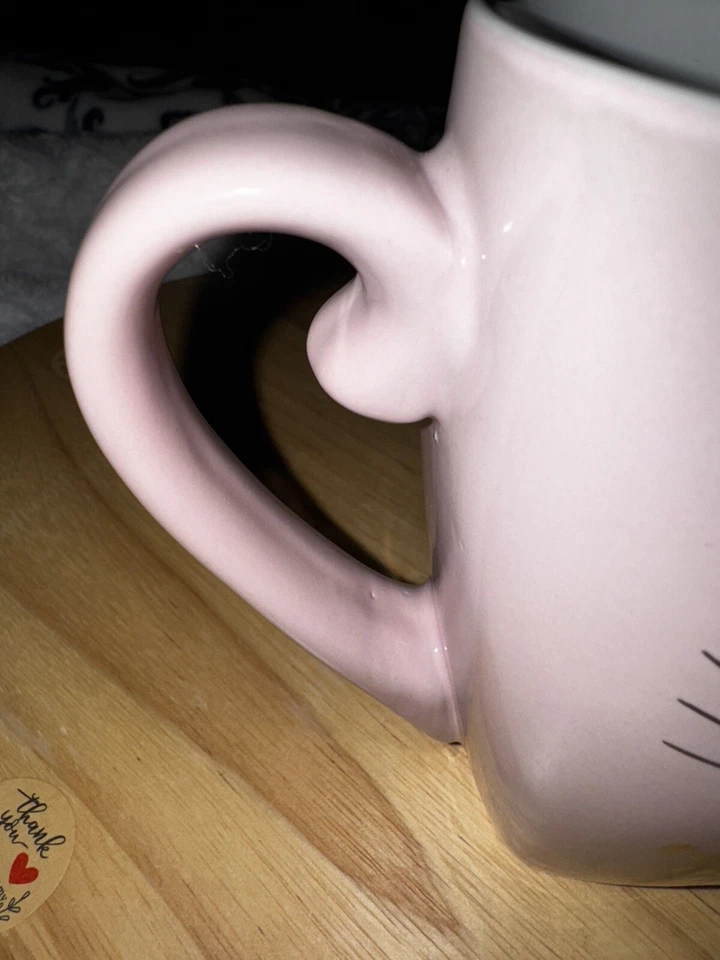 Cat Lovers 16 Oz Latte Ceramic Mug, Cat Tail Handle , Meow Printed Inside Foto 3 de 4