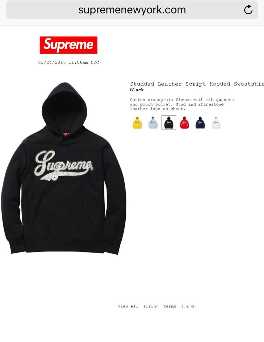 Supreme Studded Leather Script Hoodie, Box Logo CDG Men's Supreme Studded Leather Script Hoodie, Box Logo CDG Men's