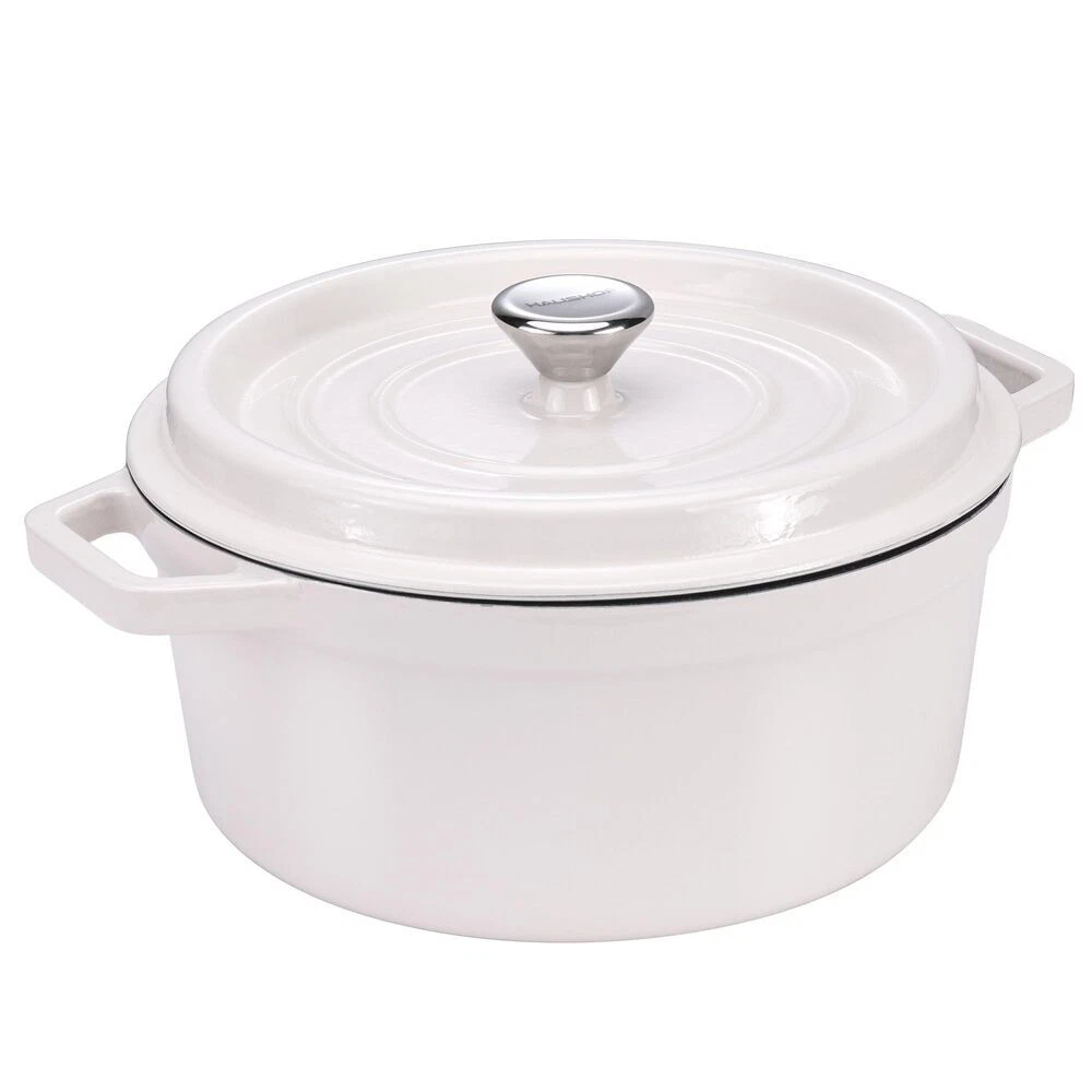 HAUSHOF 5.3QT Enameled Cast Iron Dutch Oven for Bread Baking w/Lid Non-Stick Pot