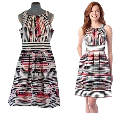 Nine West Dress Fit & Flare Retro Prints 60s Style Rockabilly Size UK  8