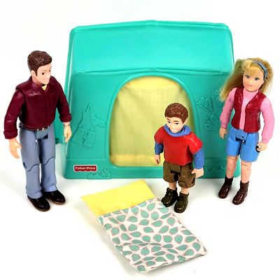 Fisher-Price Loving Family Dollhouse Set Folding Tent Sleeping Bag Boy Girl Man